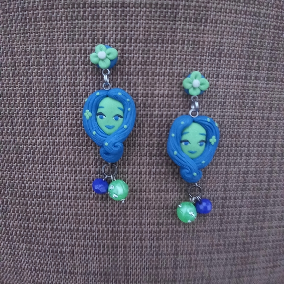 🐲🐦 Deco Lady 🐬 Earrings 💚💙